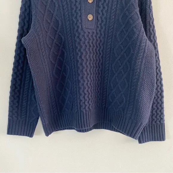 Demylee New York Cableknit Navy Blue Sweater 100% Wool - M - Picture 6 of 13